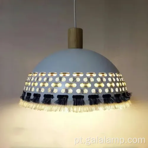 Luz pendente de juta ecológica para decoração de corredor elegante